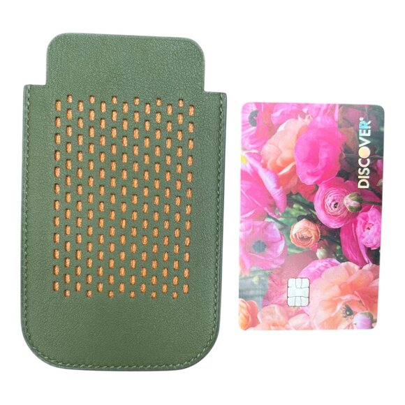 Hermes Swift Chevre Calfskin Olive Green Credit Card Drivers License Wallet - Picture 1 of 3